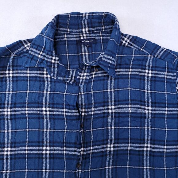 Croft & Barrow Tartan Flannel Button Up Shirt Mens Size Large L Blue White - Picture 1 of 10